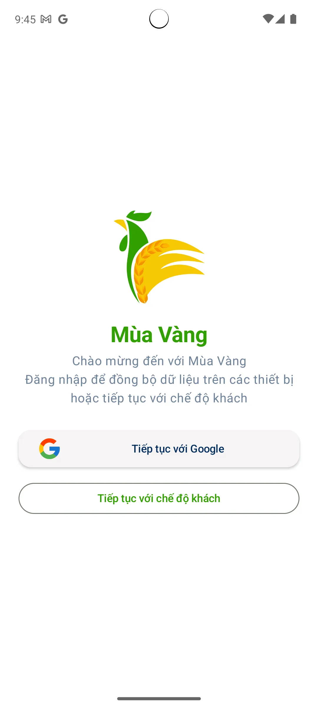 Màn hình đăng nhập Mùa Vàng